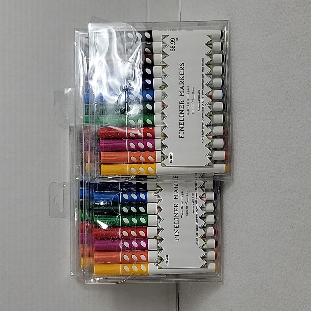 Fineliner Markers Water Based Thin Tip 12 Pack Markers, Lot Of 4 NEW